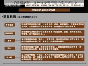 《黎明觉醒：提升好友亲密度的实用方法》