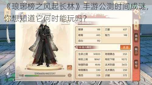 《琅琊榜之风起长林》手游公测时间成谜，你想知道它何时能玩吗？