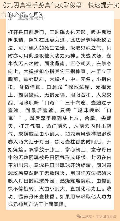 《九阴真经手游真气获取秘籍：快速提升实力的必备之道》