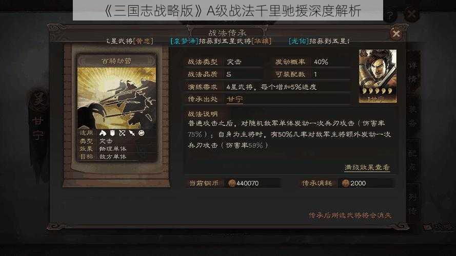 《三国志战略版》A级战法千里驰援深度解析