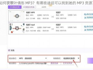 如何获取叶倩彤 MP3？有哪些途径可以找到她的 MP3 资源？