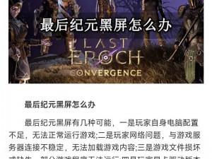 权力的游戏黑屏解决方案详解：游戏故障排查与修复指南