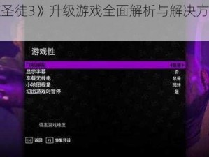 《黑道圣徒3》升级游戏全面解析与解决方案探讨会》