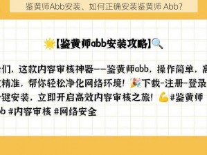 鉴黄师Abb安装、如何正确安装鉴黄师 Abb？