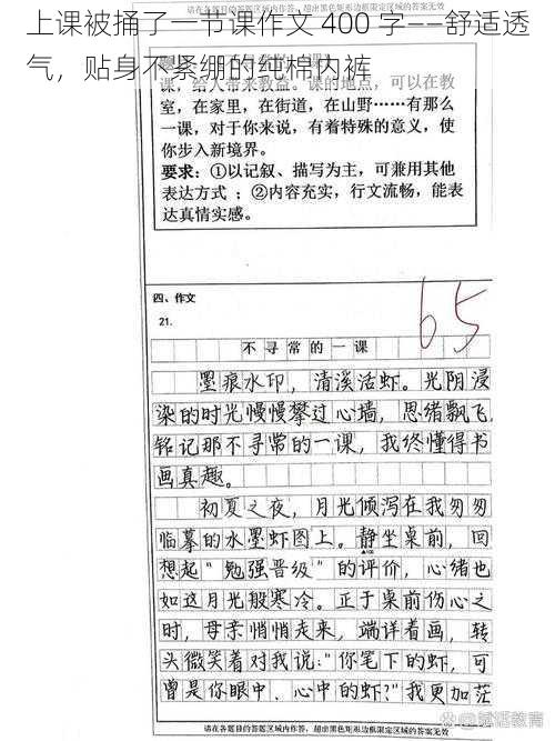 上课被捅了一节课作文 400 字——舒适透气，贴身不紧绷的纯棉内裤