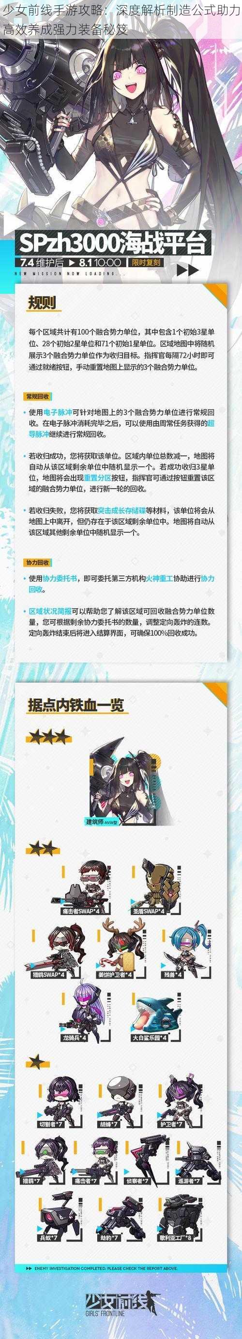 少女前线手游攻略：深度解析制造公式助力高效养成强力装备秘笈