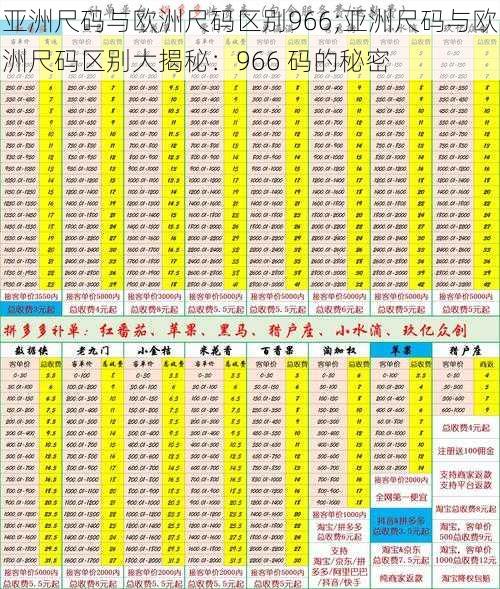 亚洲尺码与欧洲尺码区别966;亚洲尺码与欧洲尺码区别大揭秘：966 码的秘密