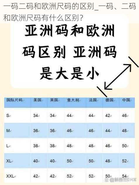 一码二码和欧洲尺码的区别_一码、二码和欧洲尺码有什么区别？