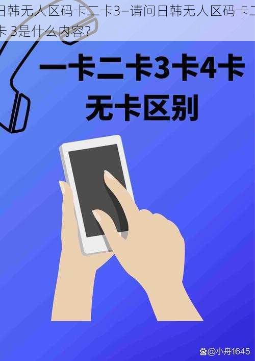 日韩无人区码卡二卡3—请问日韩无人区码卡二卡 3是什么内容？