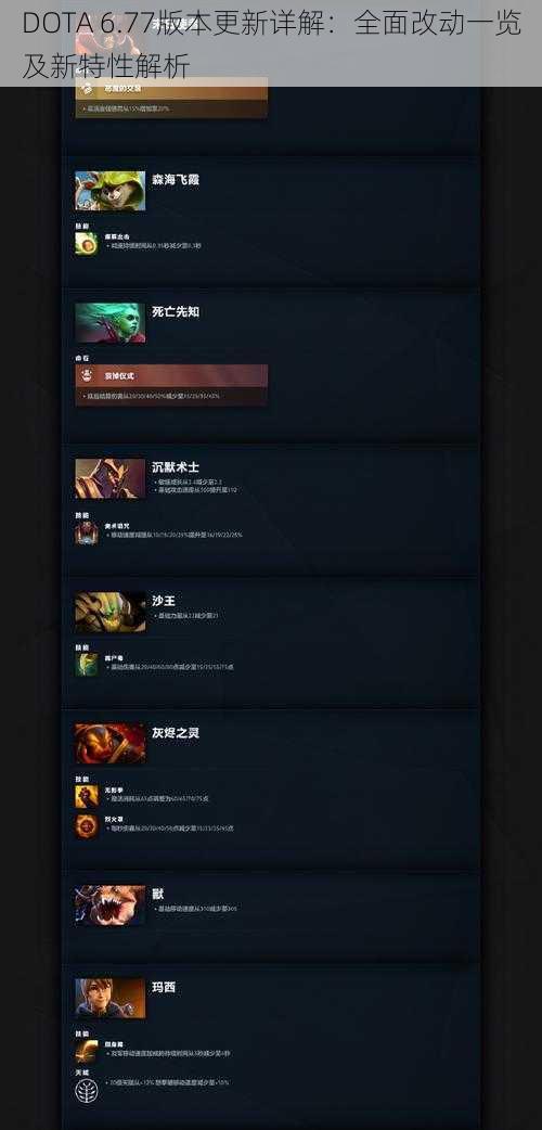 DOTA 6.77版本更新详解：全面改动一览及新特性解析