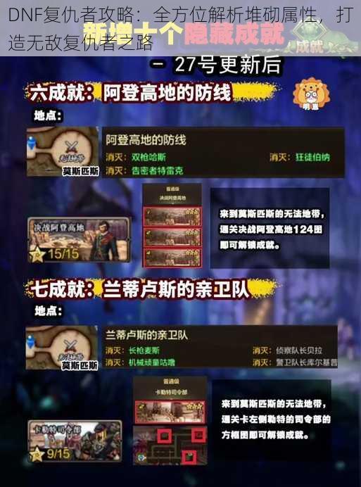 DNF复仇者攻略：全方位解析堆砌属性，打造无敌复仇者之路