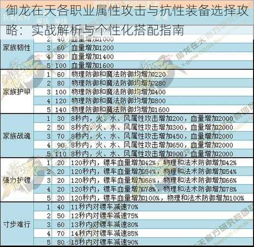 御龙在天各职业属性攻击与抗性装备选择攻略：实战解析与个性化搭配指南