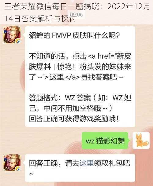 王者荣耀微信每日一题揭晓：2022年12月14日答案解析与探讨