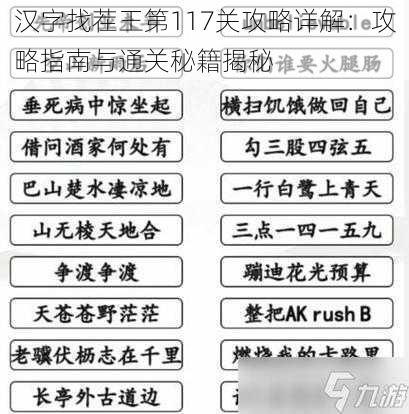 汉字找茬王第117关攻略详解：攻略指南与通关秘籍揭秘