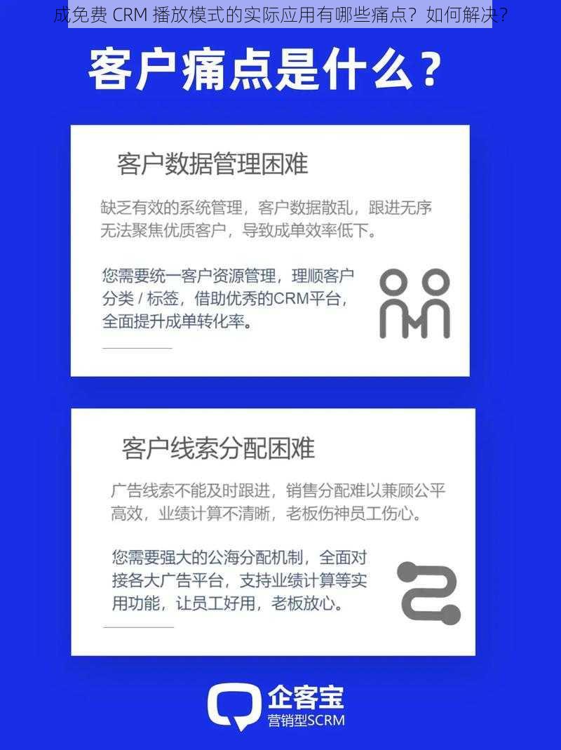 成免费 CRM 播放模式的实际应用有哪些痛点？如何解决？