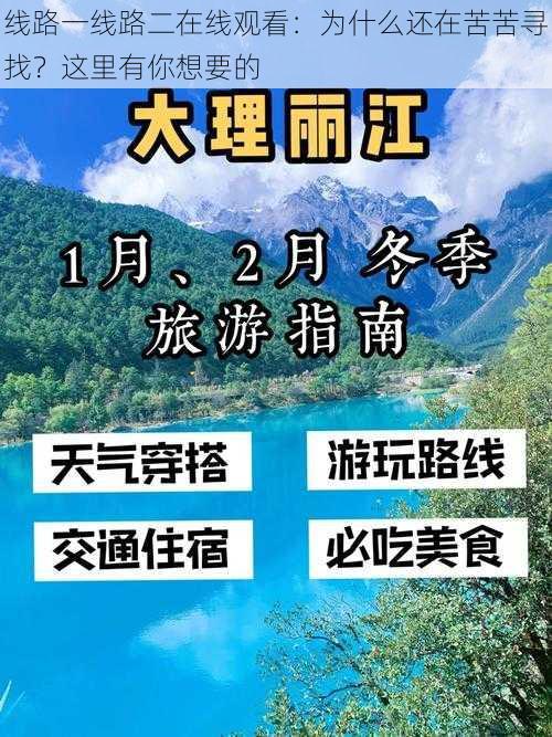 线路一线路二在线观看：为什么还在苦苦寻找？这里有你想要的