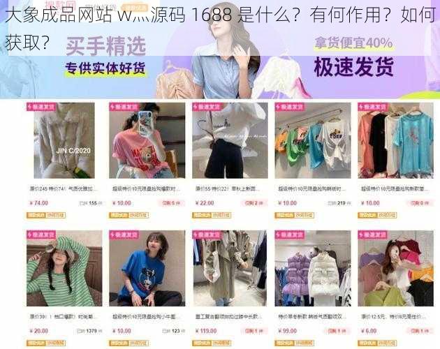 大象成品网站 w灬源码 1688 是什么？有何作用？如何获取？