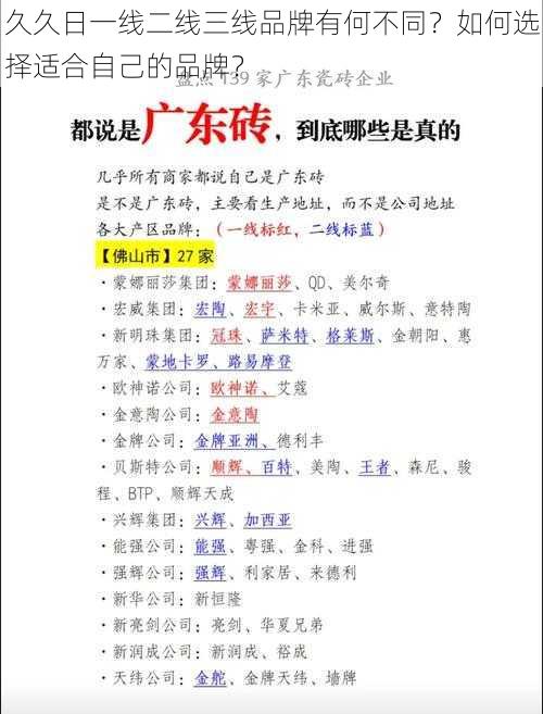 久久日一线二线三线品牌有何不同？如何选择适合自己的品牌？