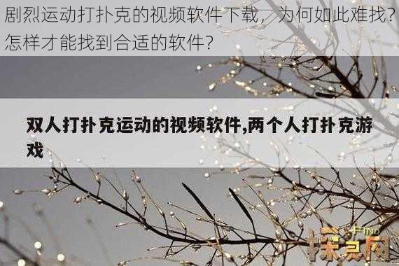 剧烈运动打扑克的视频软件下载，为何如此难找？怎样才能找到合适的软件？