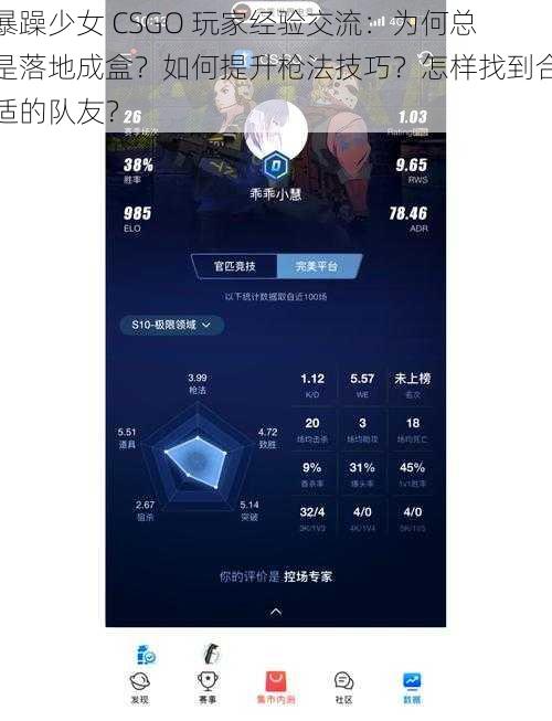暴躁少女 CSGO 玩家经验交流：为何总是落地成盒？如何提升枪法技巧？怎样找到合适的队友？