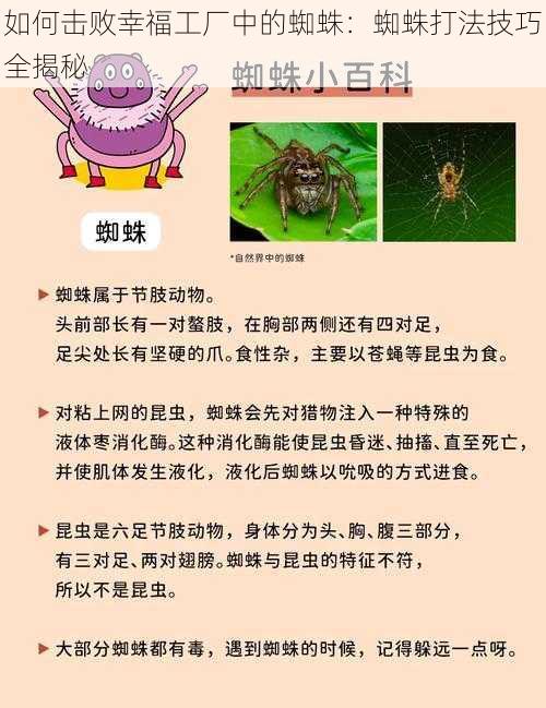 如何击败幸福工厂中的蜘蛛：蜘蛛打法技巧全揭秘