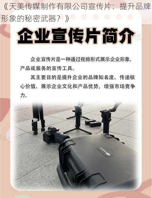 《天美传媒制作有限公司宣传片：提升品牌形象的秘密武器？》