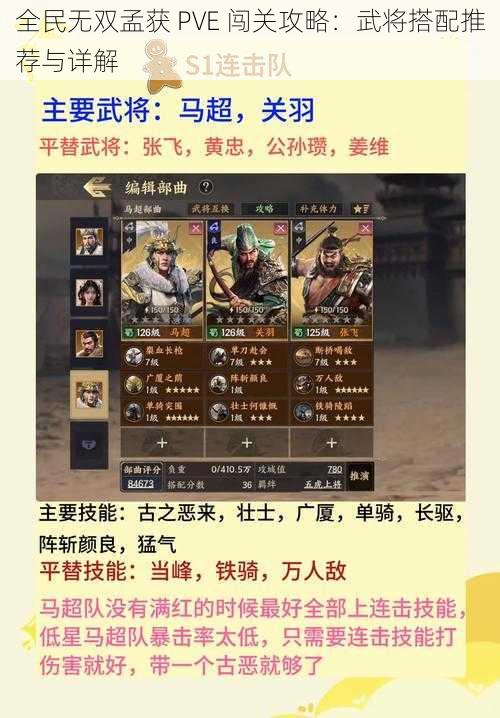 全民无双孟获 PVE 闯关攻略：武将搭配推荐与详解